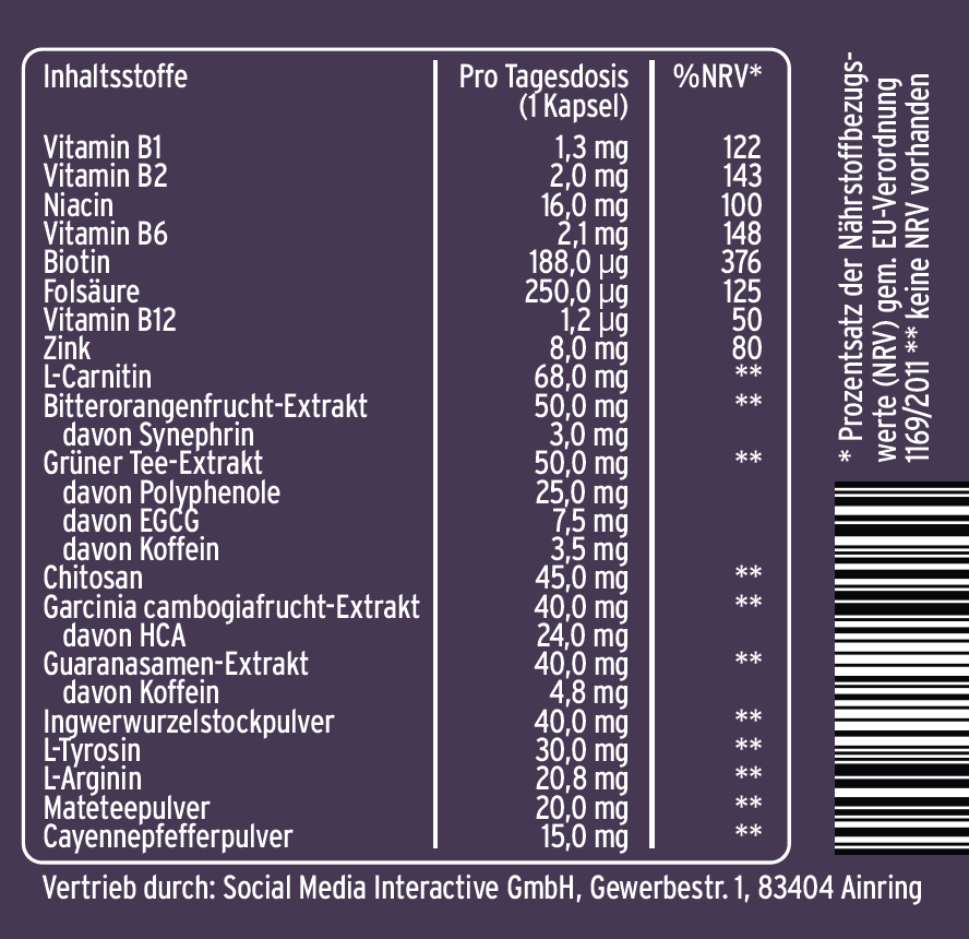 Nährwerte Fatburner IMYS